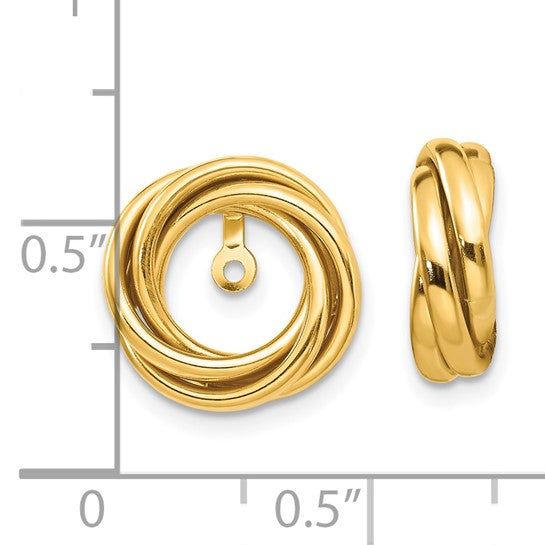 10k Yellow Gold Fancy Love Knot Earring Jackets