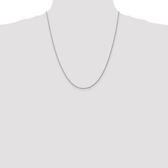 10k White Gold 1.3mm Diamond cut Rope Chain