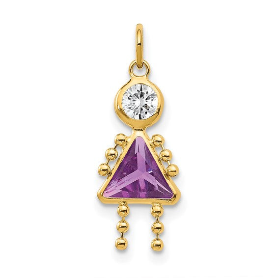 Personalized Birthstone Kids Charms Pendants in 10K, 14K Yellow Gold or Sterling Silver -Oval Boy -Triangle Girl- .7" Long Made in the U.S.A