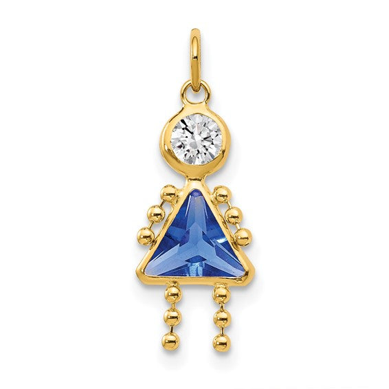 Personalized Birthstone Kids Charms Pendants in 10K, 14K Yellow Gold or Sterling Silver -Oval Boy -Triangle Girl- .7" Long Made in the U.S.A