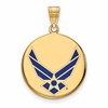 14k Gold LogoArt U.S. Air Force Large Enamel Disc Pendant