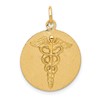 14k Engravable Back Caduceus Disc Charm
