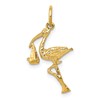 14k Solid 3-D Stork Charm