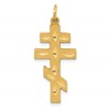 14k Satin Diamond-cut Eastern Orthodox Cross Pendant
