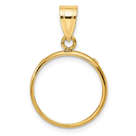 14k Polished Prong Coin Bezel Pendant Charm Holds Several Sizes