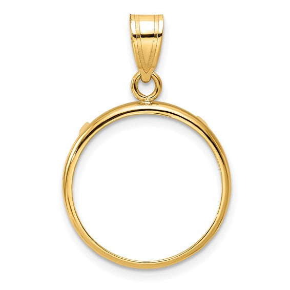 14k Polished Prong Coin Bezel Pendant Charm Holds Several Sizes