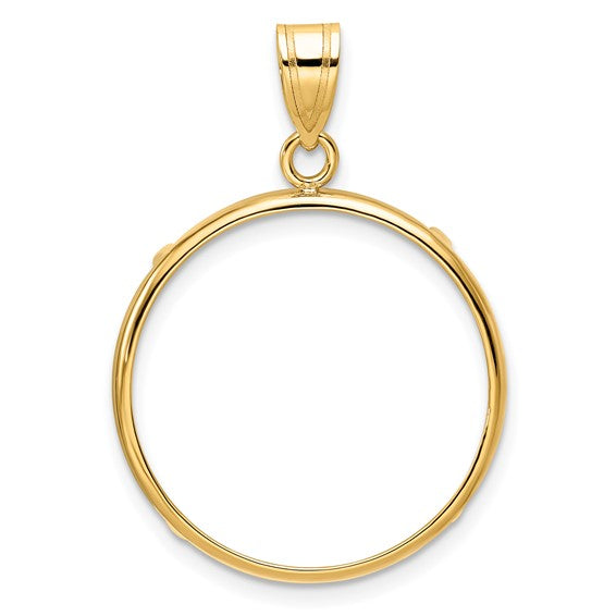 14k Polished Prong Coin Bezel Pendant Charm Holds Several Sizes