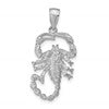 14K White Gold Solid Polished Open-Backed Scorpion Pendant