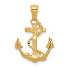 14k Solid Polished Anchor with Rope Pendant