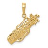 14k Solid Polished Open-Backed Golf Bag with Clubs Charm