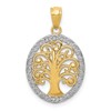 14k and White Rhodium Tree of Life Oval Pendant