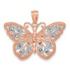 14k Rose Gold and White Rhodium Diamond-cut Butterfly Pendant