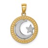 14K and White Rhodium Star and Moon Pendant