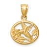 14K Diamond-cut Brushed Hummingbird Pendant
