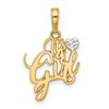 14k and White Rhodium Diamond-cut Heart IT'S A GIRL Pendant