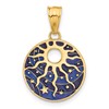 14K Polished Blue Enameled Sun and Stars Pendant