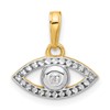 14K and White Rhodium Diamond-cut Evil Eye Pendant