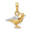 14K and White Rhodium Diamond-cut 3-D Bird Pendant