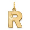 14KY Satin Diamond-cut Letter R Initial Charm