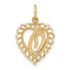 14k Heart Letter O Charm