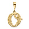 14KY Polished Script Filigree Letter O Initial Pendant