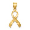 14k Diamond-cut Awareness Ribbon Pendant