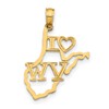 14k Solid I HEART WV West Virginia State Pendant