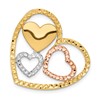14K Yellow and Rose Gold with White Rhodium Triple Heart Chain Slide