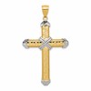 14K and White Rhodium Greek Key -X- Center Cross Pendant