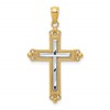 14K with White Rhodium Diamond Cut Cross Pendant