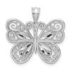 14K White Gold Polished Diamond-cut Butterfly Pendant