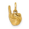 14K American Sign Language Alphabet Fingerspelling Sign I Pendant