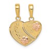 14k Two-tone with Flowers MOMMY-ME 2-Piece Break-apart Heart Pendant