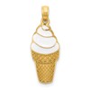 14k White Enameled Vanilla Ice Cream Cone Pendant