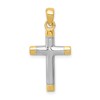14k and White Rhodium Cross Pendant
