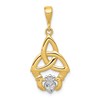 14K and White Rhodium Diamond-cut Claddagh Trinity Knot Pendant