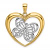 14k and White Rhodium Butterfly in Heart Charm