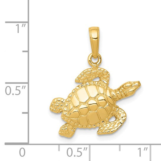 14k Gold Sea Turtle Pendant