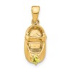 14k 3-D November/Yellow Synthetic Stone Engravable Baby Shoe Charm