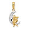 14k and White Rhodium Polished Moon with Angel Pendant