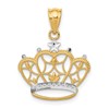 14k and White Rhodium Crown Pendant