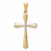 14k and White Rhodium Diamond Cut Cross Pendant