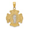 14k Two-tone Polished and Satin Solid Saint Florian Medal Pendant