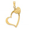 14K Polished and Diamond-cut Open and Puffed 3-D Heart Pendant