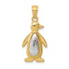 14K Two-tone Polished and Textured Penguin Pendant