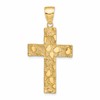 14K Polished Textured Nugget Style Cross Pendant