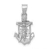 14k White Gold Polished Mariner Crucifix Pendant