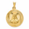 14K Polished Diamond-cut Large Solid Sagrado Corazon de Jesus Round Pendant