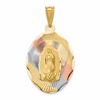 14K with Rose and White Rhodium Diamond-cut Solid Large Our Lady Of Guadalupe Oval Pendant