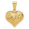 14K Polished and Textured 3-D Puffed Heart Pendant